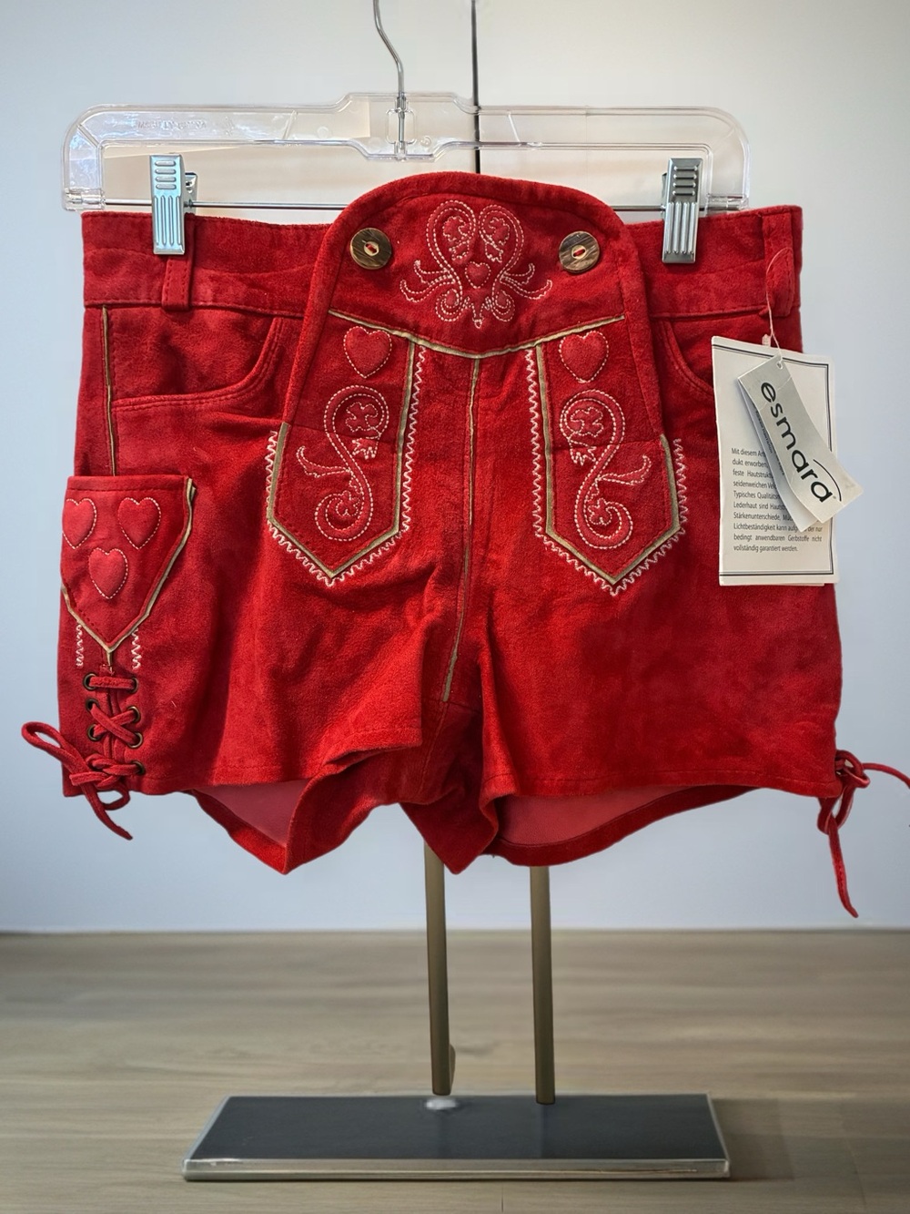 Esmara High-Waist Red Embroidered Hearts 💯 GOAT Skin Women’s Shorts
